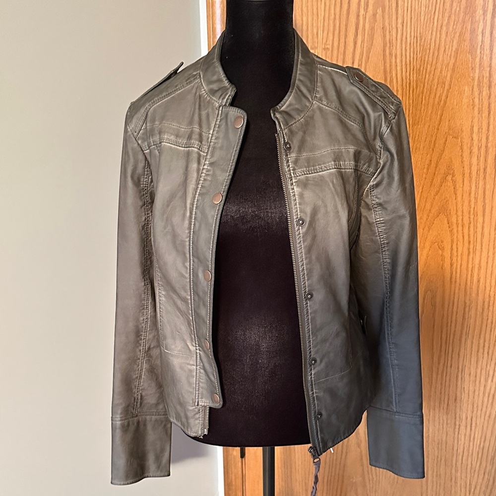 Women's Khaki Leather Jacket
